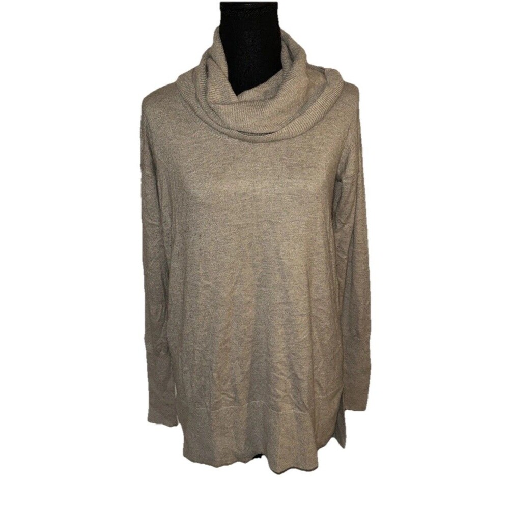 Loft XS Long Sleeve Beige Pullover Cowl Neck Sweater